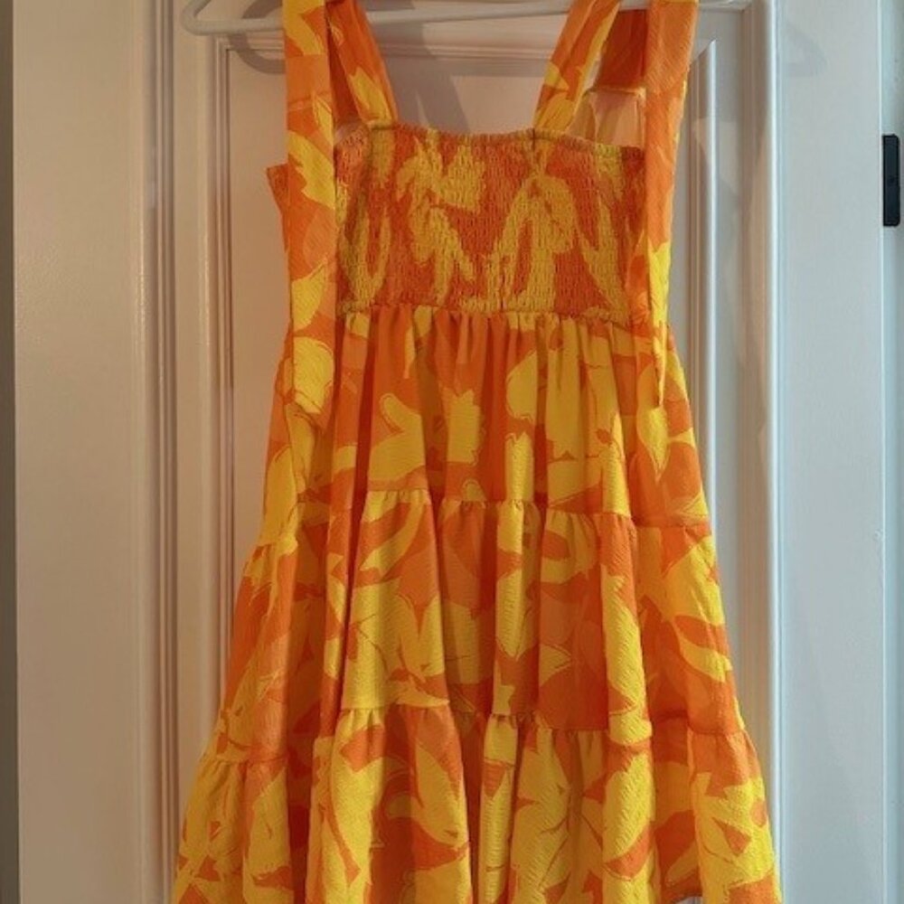 "SHEIN" Orange/Yellow Flowy Mini Dress - Size Small